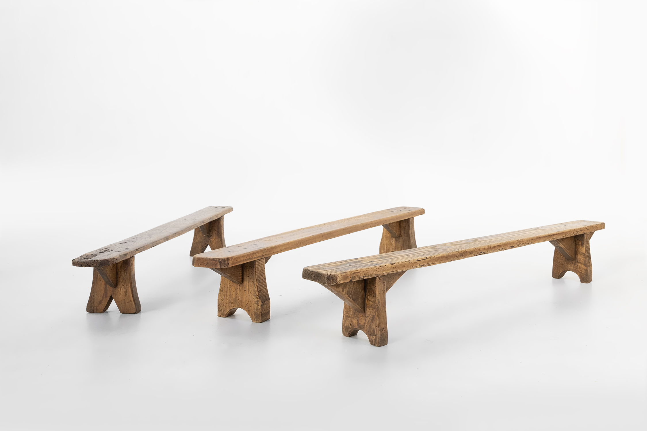 Mid century low wooden bench, France ca. 1850thumbnail